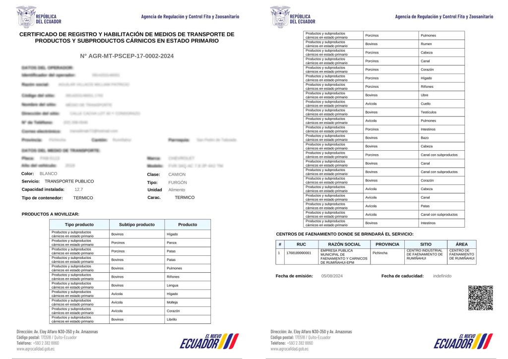 Certificado Agrocalidad